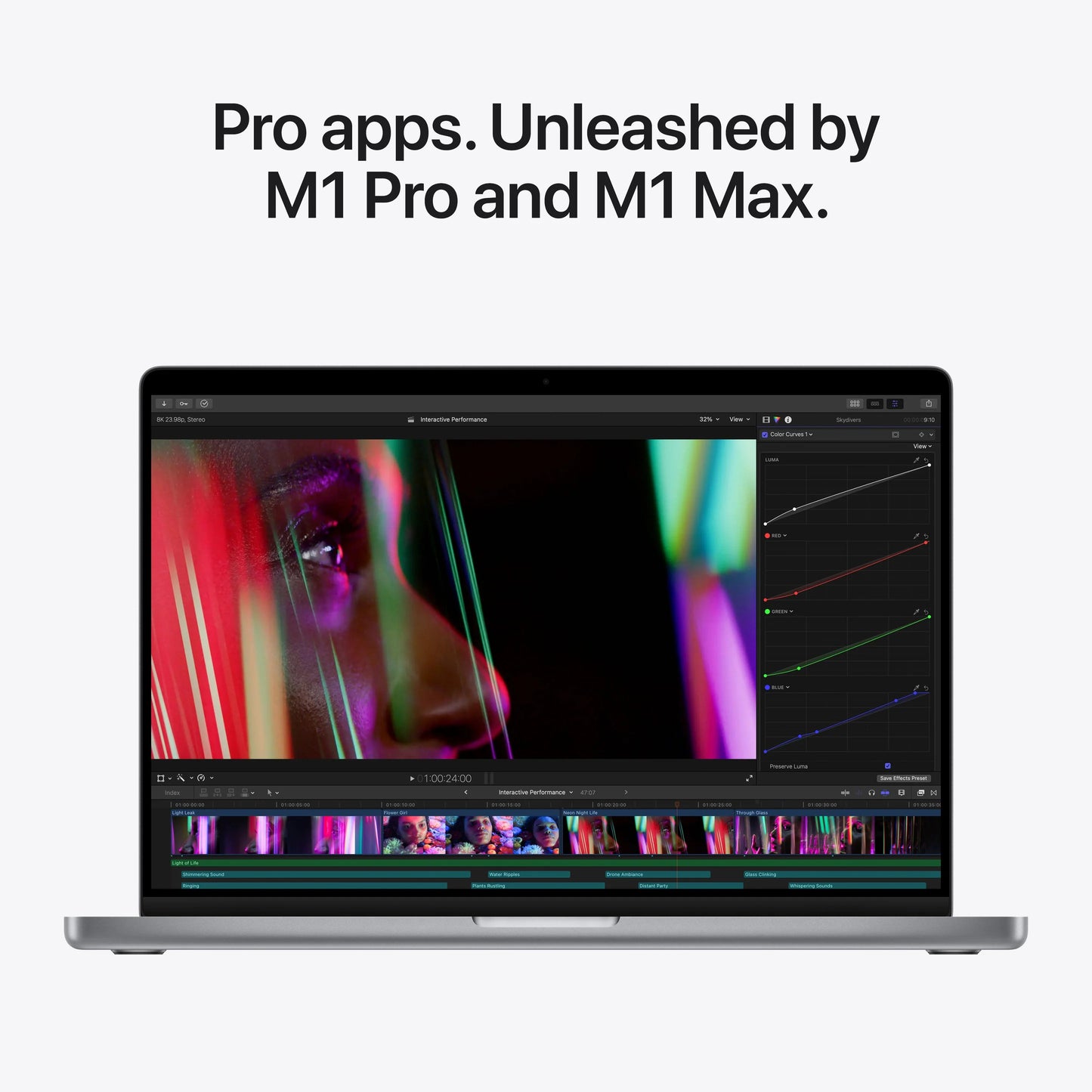 14-inch MacBook Pro: Apple M1 Pro chip with 8‑core CPU and 14‑core GPU, 512GB SSD